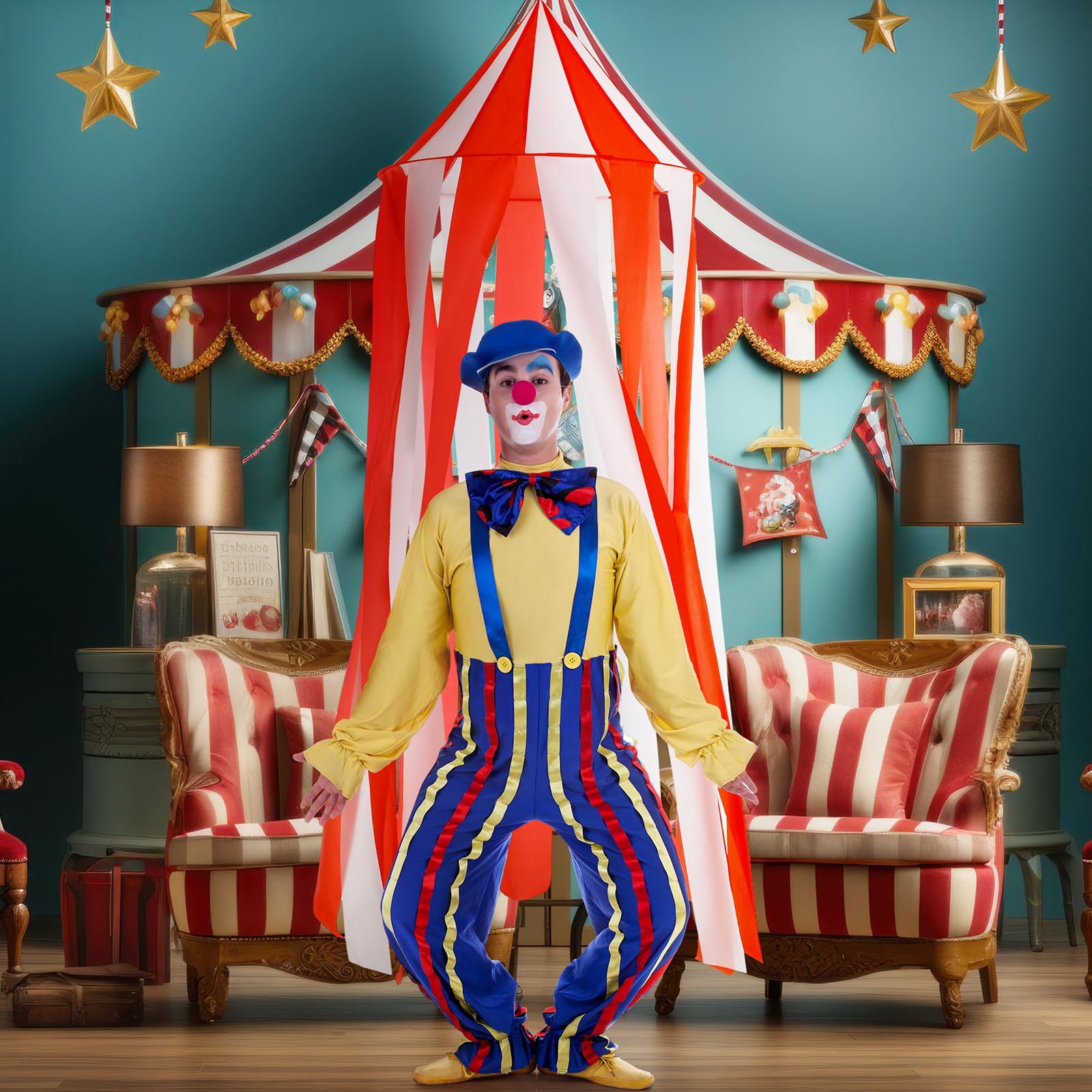 Wesnoy Carnival Circus Theme Party Decorations, Carnival Circus Tent, Red and White Indoor Reading Nook Hanging Home Decoration Canopy for Birthday Party Graduation Game Supplies, 7 x 6 ft