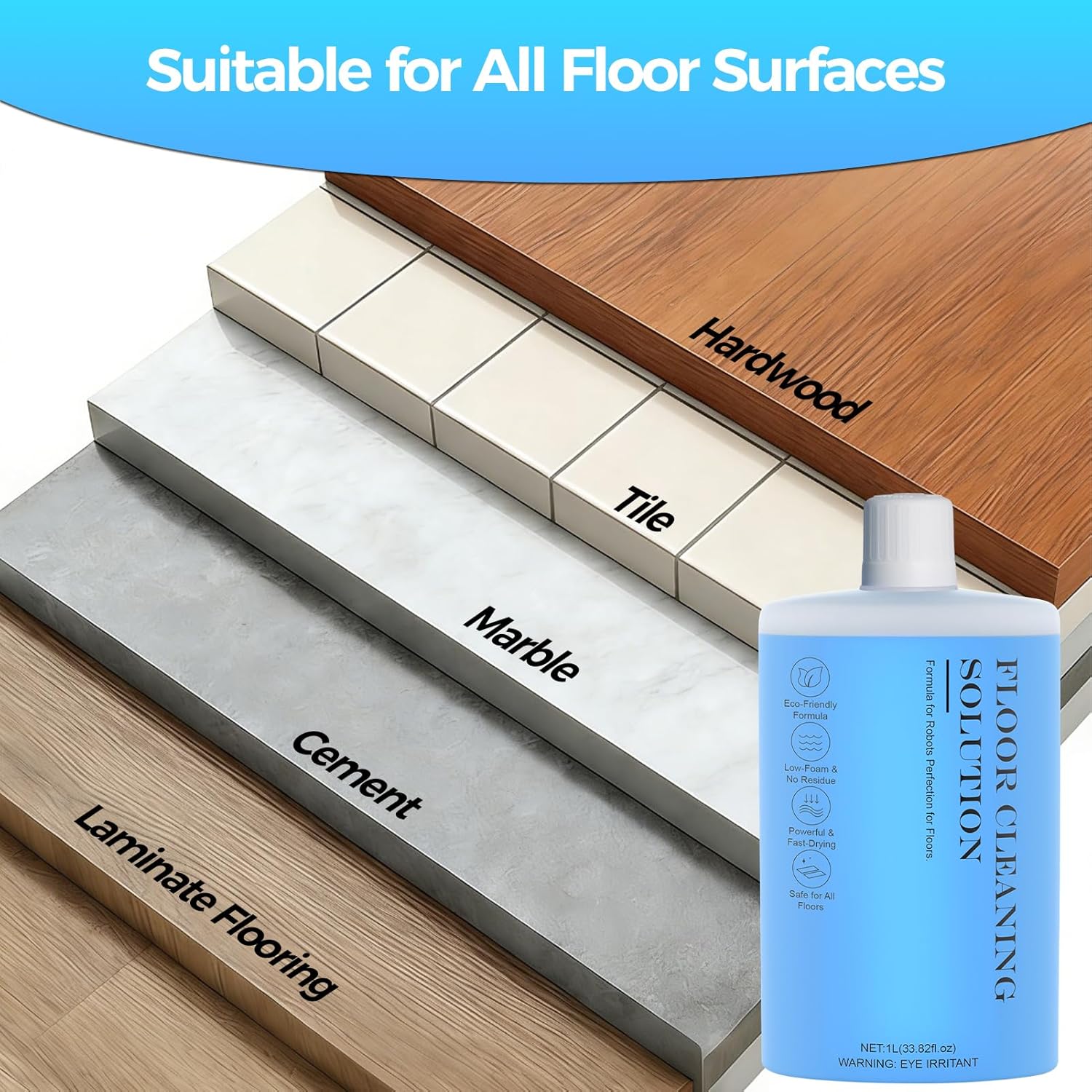 Skiennix Floor Cleaning Solution - Effective Cleaner for Hardwood, Tile & Laminate Floors | 1L (33.8 Fl. Oz)