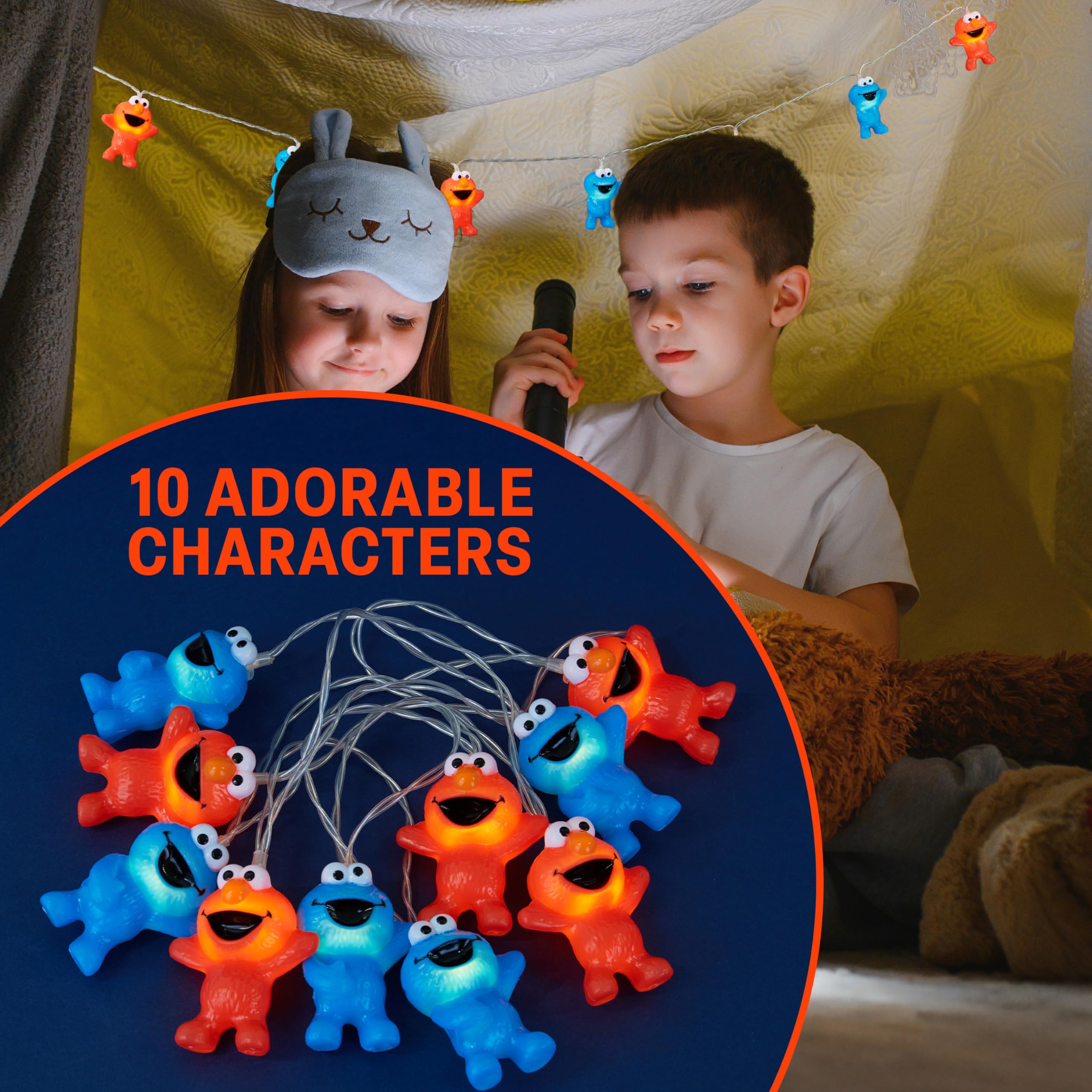 Get Trend Sesame Street Cookie Monster, Elmo 3D String Lights, 5.5ft Indoor LED Battery Operated Warm Fairy Lights, Room Decor, Home Decorations