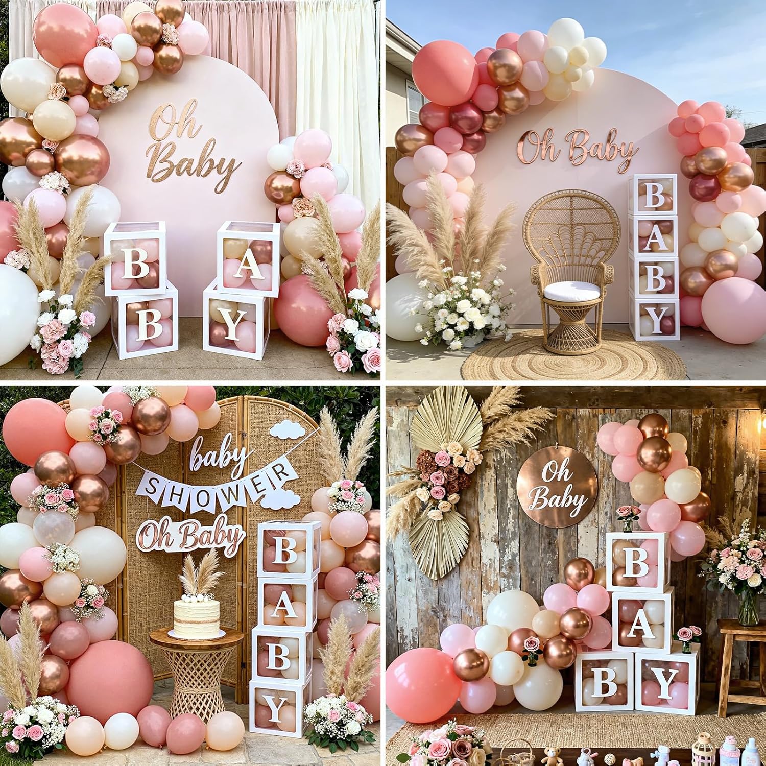 Winrayk Rose Gold Balloons - Floral Baby Shower Decorations | Pink Balloon Arch Kit for Girls