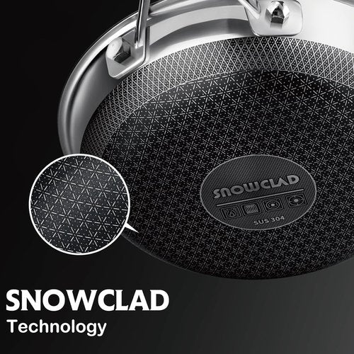 SNOWCLAD Frying Pan, 10 Inch Hybrid Non Stick Stainless Steel Skillets, Dishwasher Induction Oven Broiler Safe, Non Toxic Chef's Pan, PFOA Free Cookware