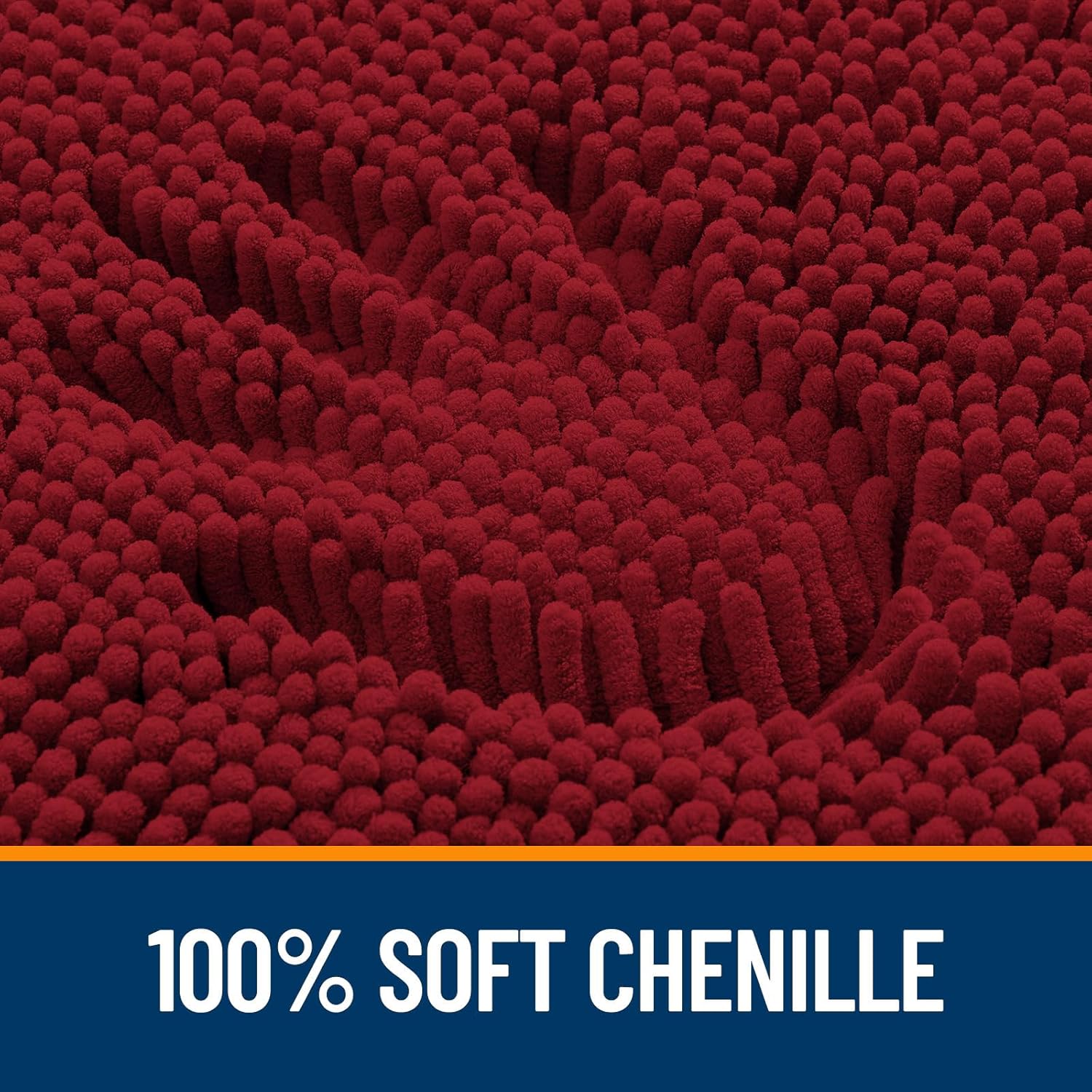 OLANLY Bathroom Rugs - Extra Soft Absorbent Chenille Bath Mats | 36x24, Quick Dry, Machine Washable, Red