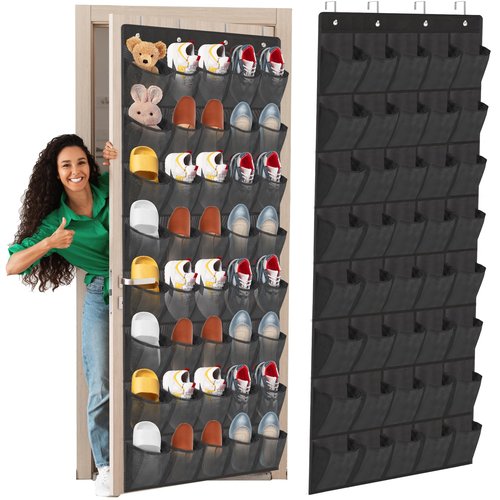 Over The Door Shoe Organizer, 40 Large Mesh Pockets Hanging Shoe Rack Organizer for Closet Behind The Door Storage Holder for Entryway Bedroom Dorm Black