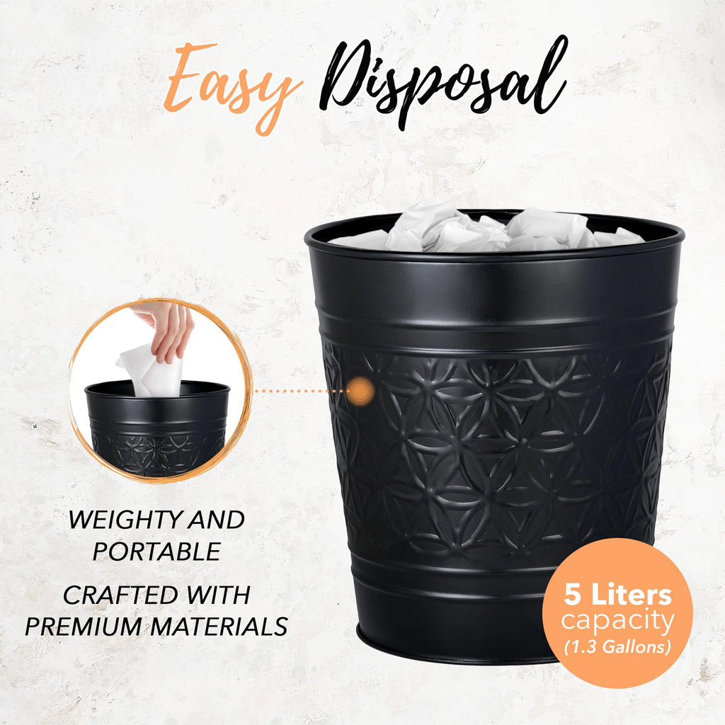 Autumn Alley Handcrafted Black Farmhouse Bathroom Trash Can and Toilet Bowl Brush with Holder Set - Metal Black Bathroom Accessories Set for Classic Bathroom Décor
