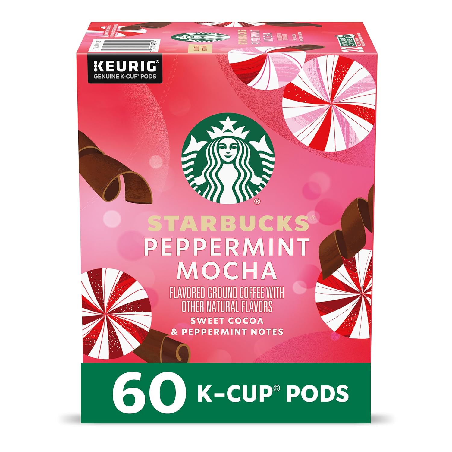 Starbucks Peppermint Mocha K-Cup Coffee Pods - 100% Arabica, Limited Holiday Edition | 60 Pods Total