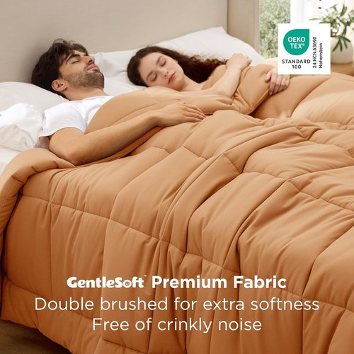Bedsure Comforter Duvet Insert - Oversized King Size All-Season Down Alternative Bedding | GentleSoft Burnt Orange 116x98 Inches