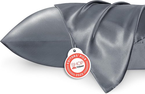 Bedsure King Size Satin Pillowcase Set - Silky Space Grey Pillow Cases for Hair & Skin, 20x36 Inches, 2-Pack