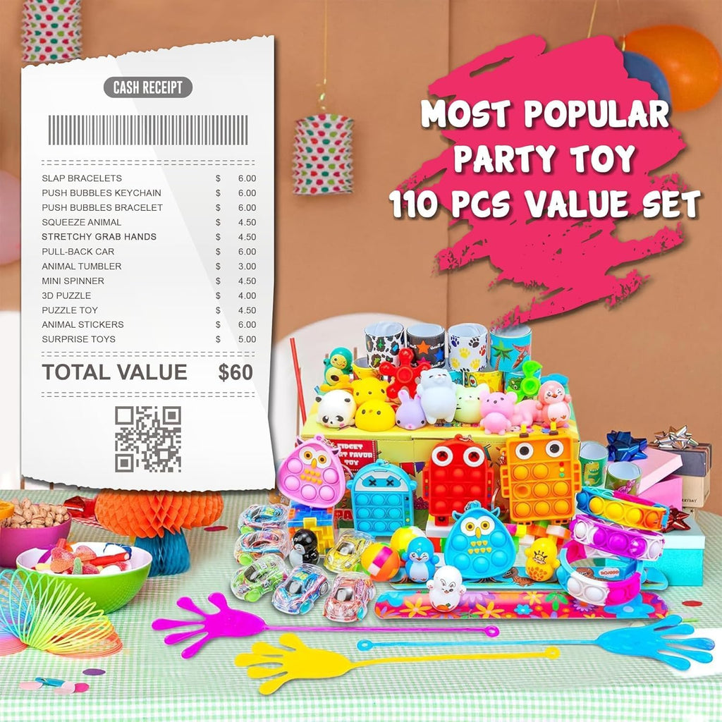 110 PCS Party Favors for Kids | Goodie Bag Stuffers & Treasure Box Toys for Birthdays