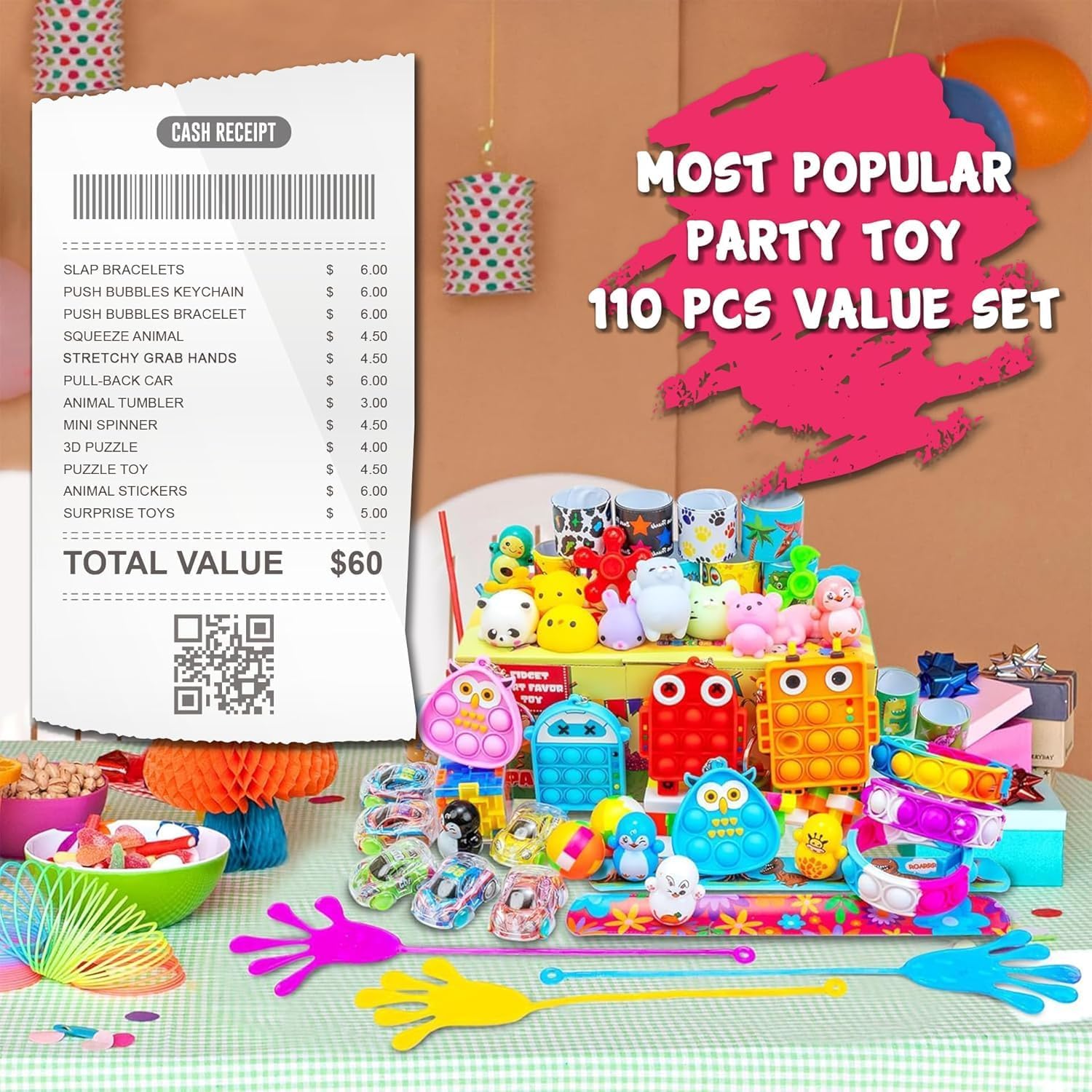 110 PCS Party Favors for Kids | Goodie Bag Stuffers & Treasure Box Toys for Birthdays