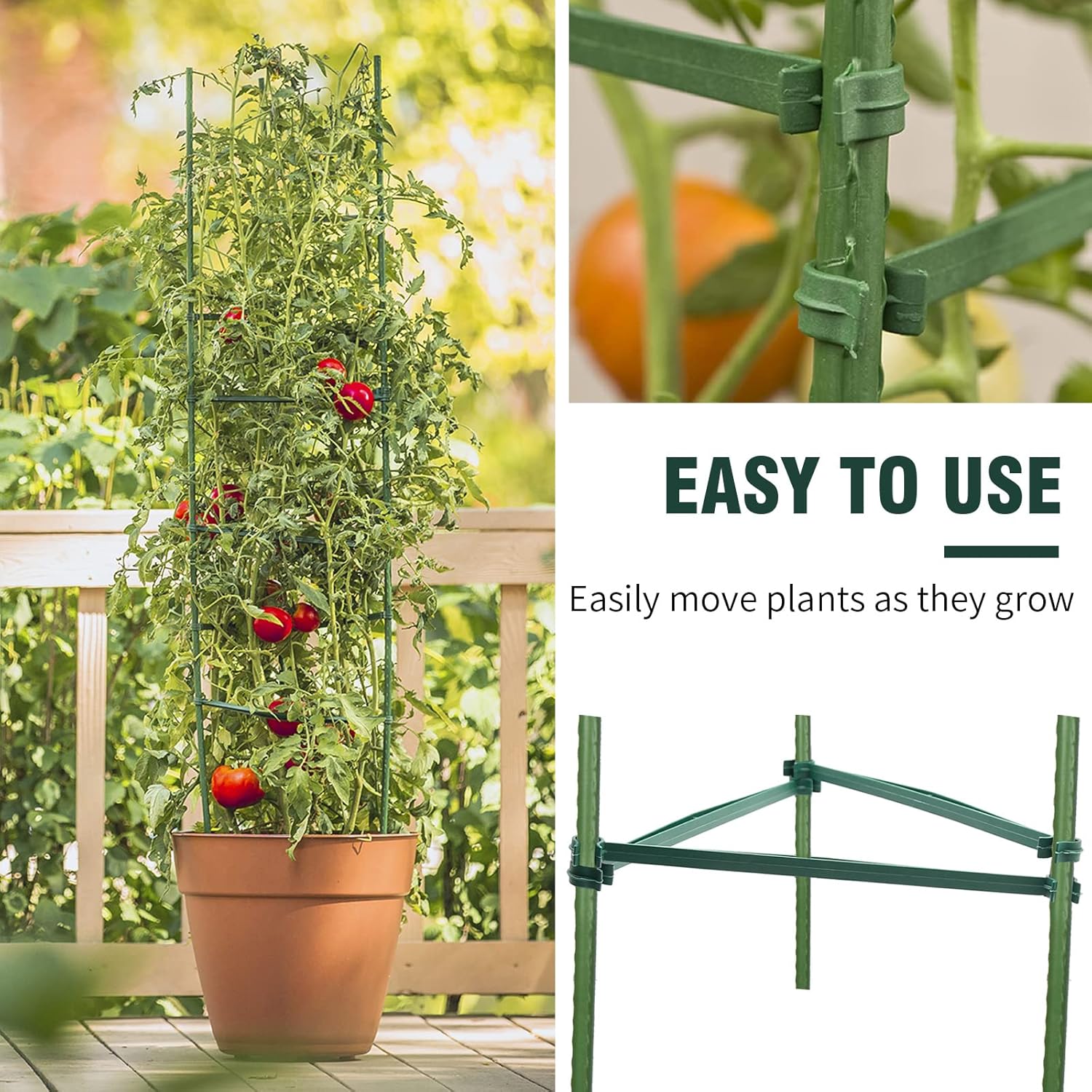 Skiennix 100PCS Tomato Cage Stake Arms - 11.8 Inches Expandable Trellis Connectors for Climbing Plants