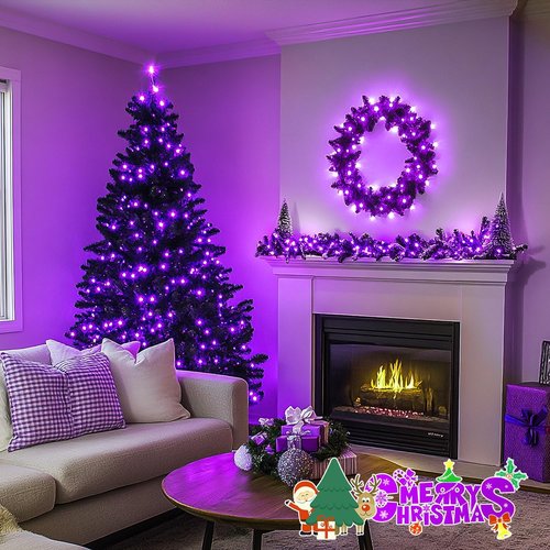 JMEXSUSS 200 LED Purple Christmas Lights - 66ft Connectable String Lights for Indoor/Outdoor Decor