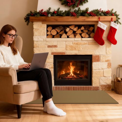Hearth Rugs for Fireplaces Fire Resistant,42x24 inches Fireproof Fireplace Mat Hearth Area Rug, Fire Retardant Hearth Pad for Wood Stove Fireplace Brown