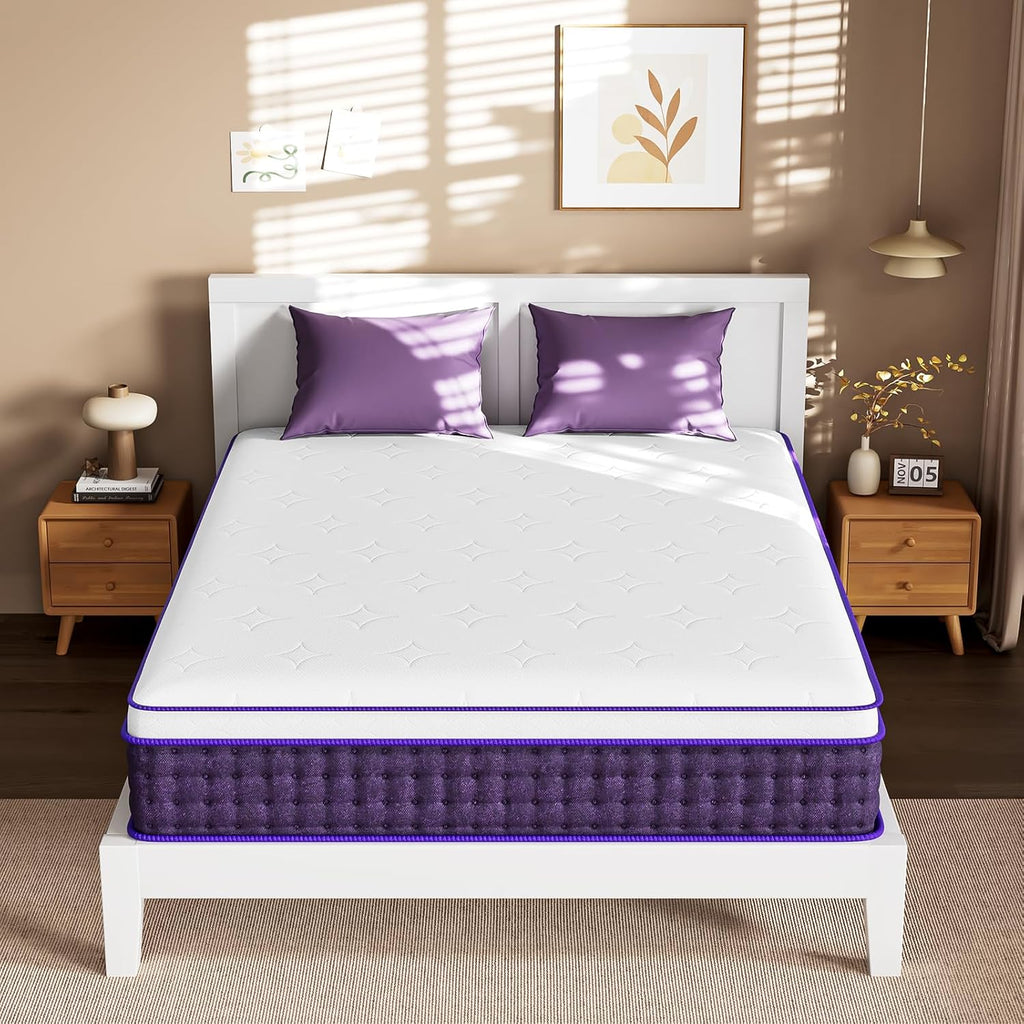 Skiennix 12-Inch Queen Mattress - Plush Hybrid Design with Cooling Gel Memory Foam for Side Sleepers | 365-Night Trial