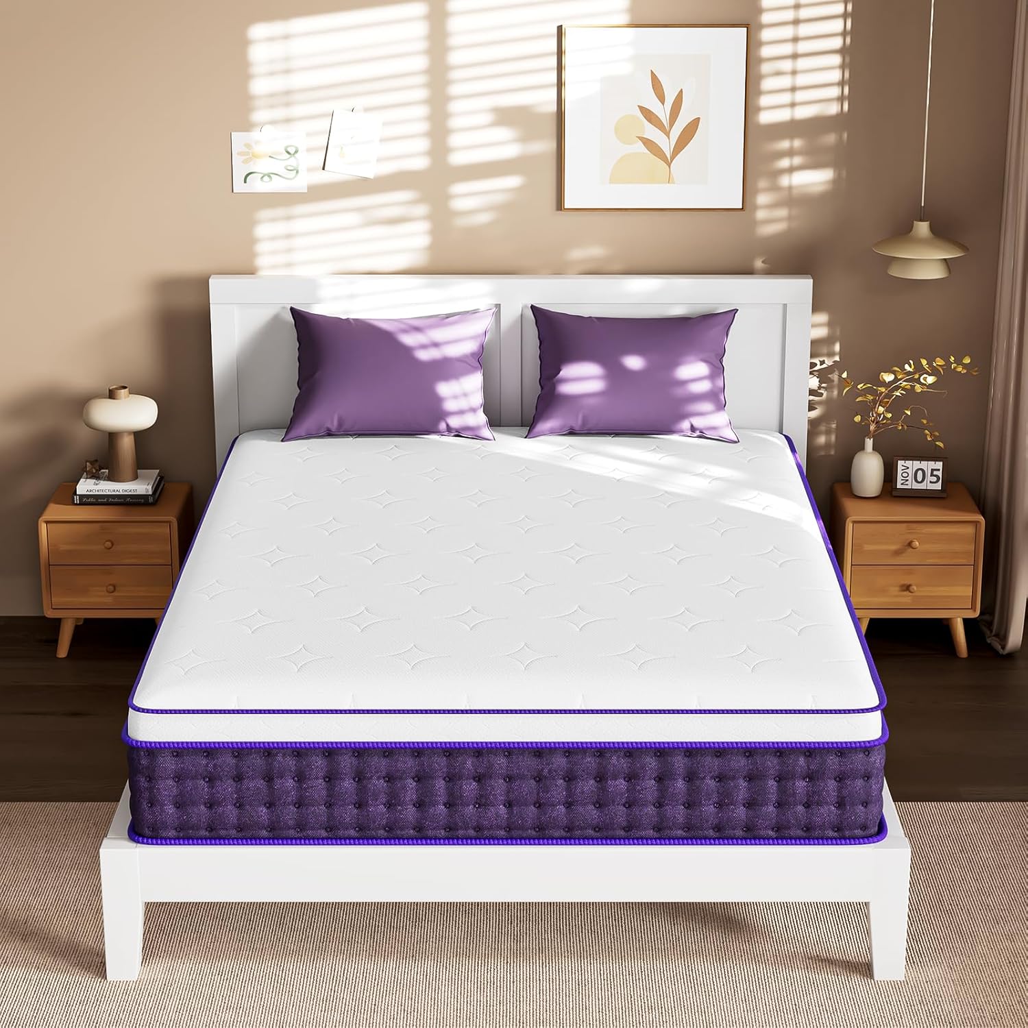 Skiennix 12-Inch Queen Mattress - Plush Hybrid Design with Cooling Gel Memory Foam for Side Sleepers | 365-Night Trial
