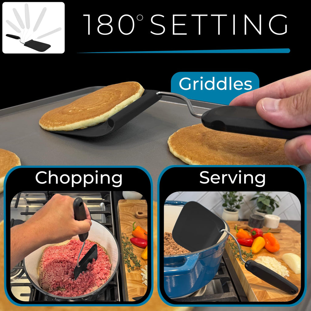*New PPSU material, Adjustable Angle Spatula Turner and Flipper for Eggs, Pancakes, Burgers | Swappable Spatula Heads, Firm Feel But Flexible, Thin, Heat Resistant, Non-Stick Cookware Safe