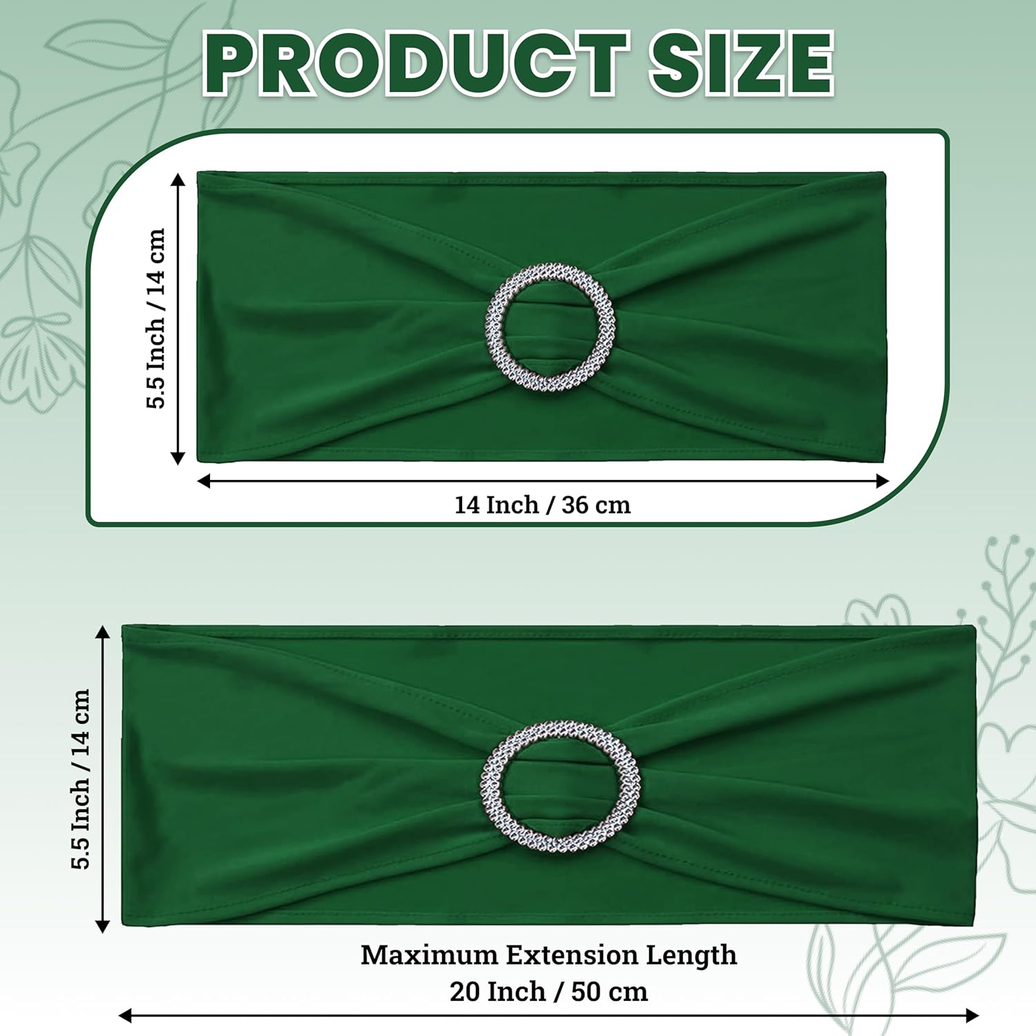 MDS Spandex Chair Sashes - Universal Fit Elastic Stretch Bands with Buckle Slider Bow | 250 Pack - Green