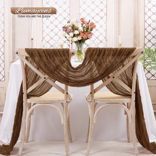 20 Pack Brown Cheesecloth Table Runner 120 Inch 10FT Rustic Boho Gauze Cheese Cloth Table Runner for Wedding Party Baby Shower Thanksgiving Christmas Decoration