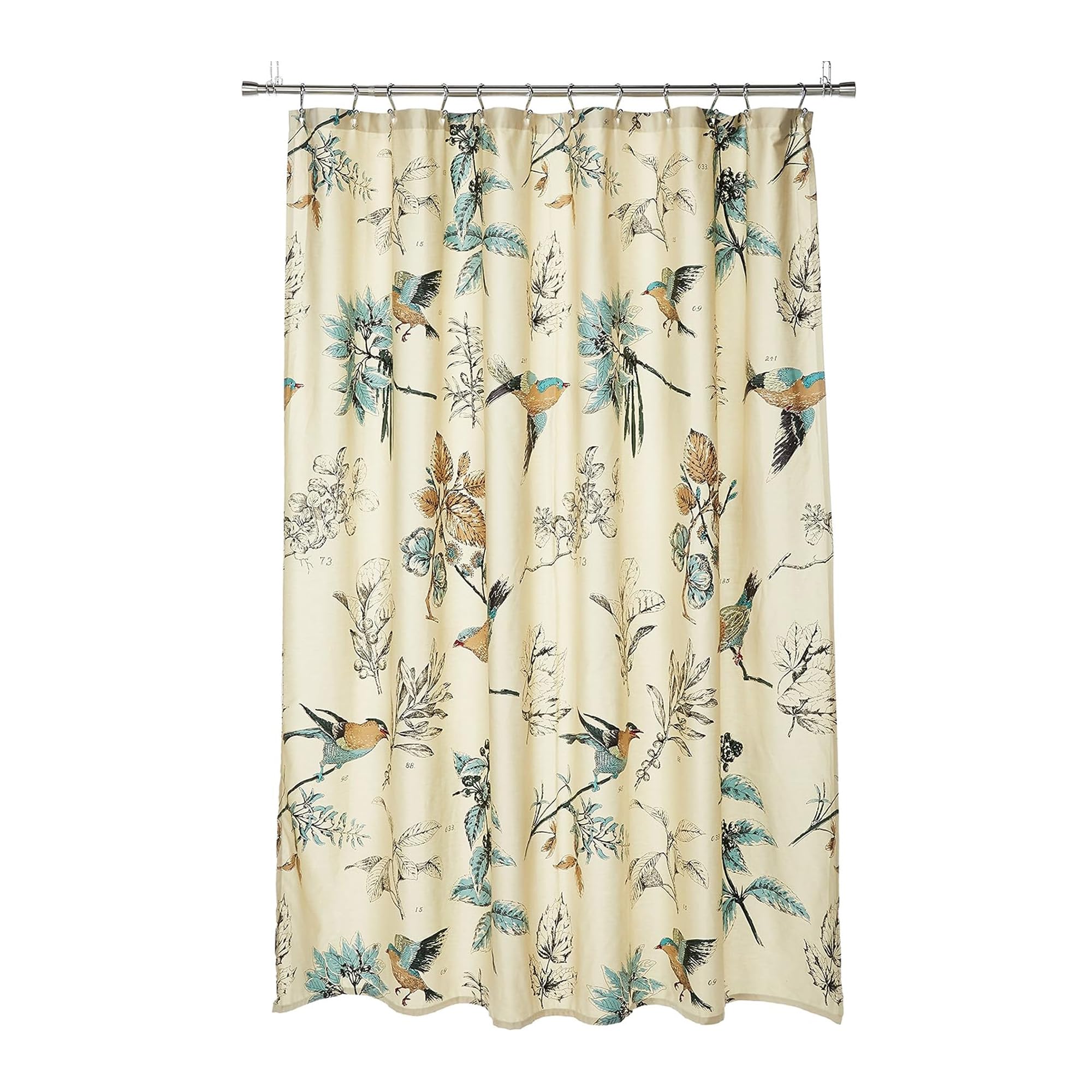 Madison Park Shower Curtain, Bird & Leaf Print, Farmhouse Shower Curtain for Bathroom, Modern Country Bathroom Décor, Machine Washable, Cotton Shower Curtain, Quincy, 72x72" Khaki
