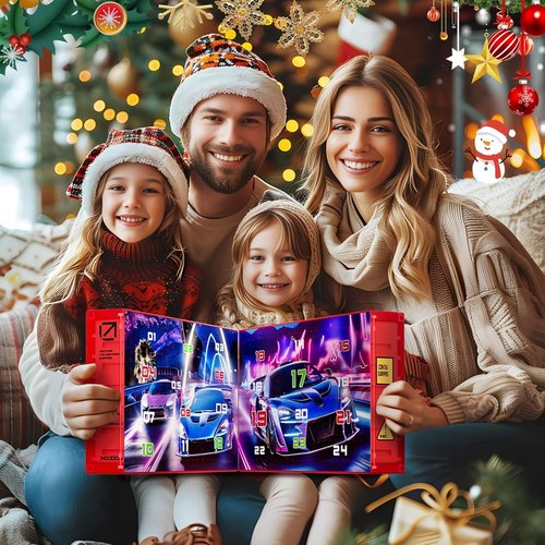 Advent Calendar 2025 - Kids Toy Cars Set with 24 Alloy Vehicles & Play Mat | Perfect Christmas Gift