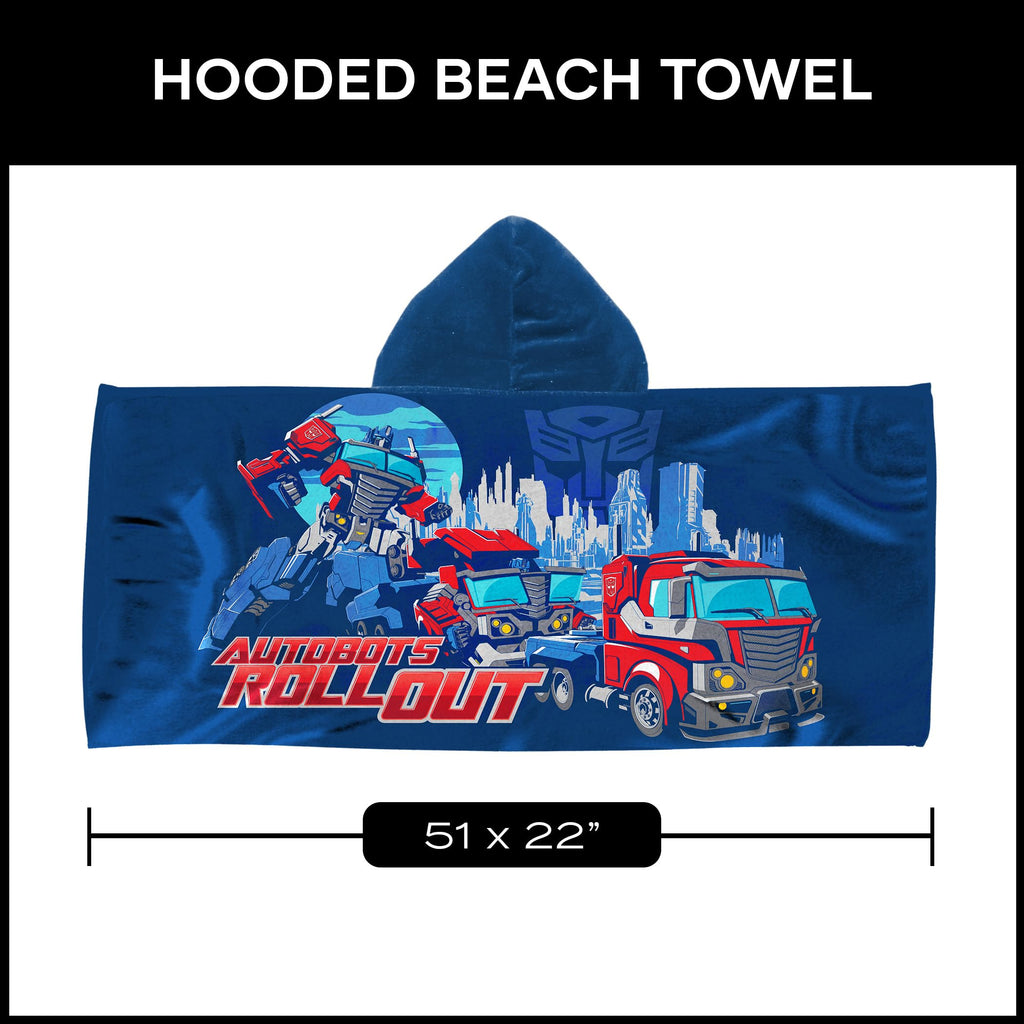 Northwest Transformers Autobots Roll Out Youth Hooded Bath, Pool or Beach Towel, Swim Poncho, Absorbent Quick-Dry Beach Cover-Up, for Boys & Girls, 22 x 51 inches