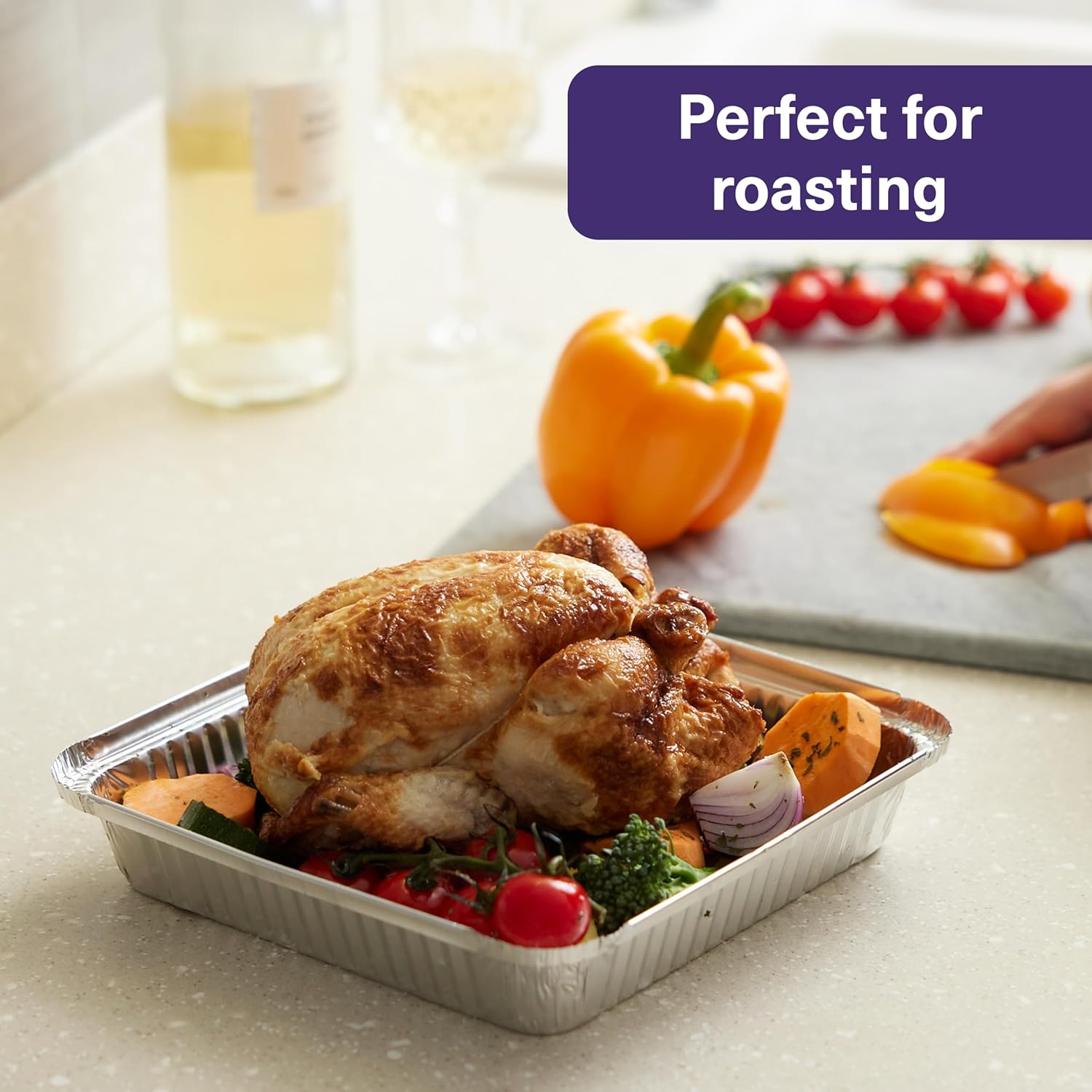 Matana 9-Inch Square Aluminum Pans with Lids - 25 Pack Disposable Foil Baking Trays & Food Containers