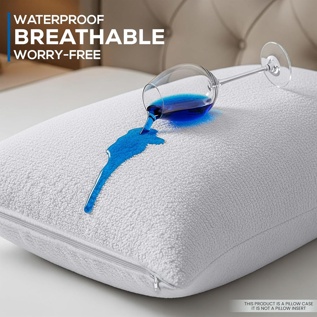 Utopia Bedding Waterproof Pillow Protectors - Set of 4 Standard Size Terry Covers | Bed Bug & Dust Mite Proof