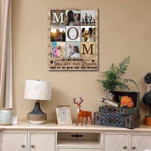 CSWMZQZY Custom Rustic Canvas Prints - Personalized Photo Collage Wall Art for Mother's Day | 6 Photos, Ready to Hang