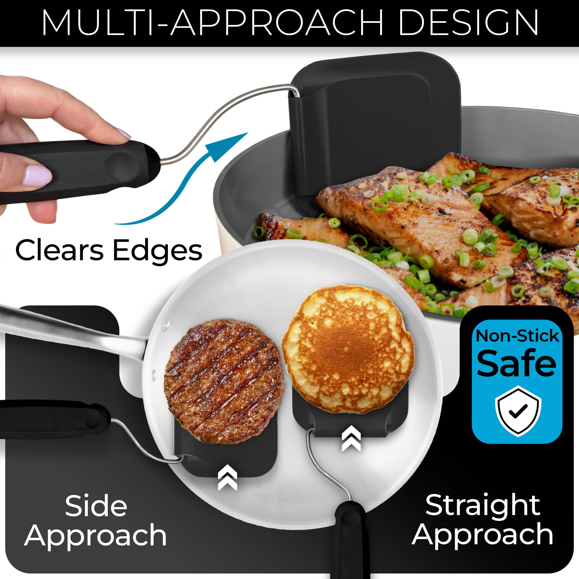 *New PPSU material, Adjustable Angle Spatula Turner and Flipper for Eggs, Pancakes, Burgers | Swappable Spatula Heads, Firm Feel But Flexible, Thin, Heat Resistant, Non-Stick Cookware Safe