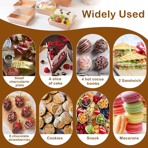 IFUCTYE 50 Pack Charcuterie Boxes with Clear Lids - Small Charcuterie Boxe 4 Inch Dessert Boxes for Presenting and Transporting an Assortment of Slice Cakes, Strawberries and Other Delicacies