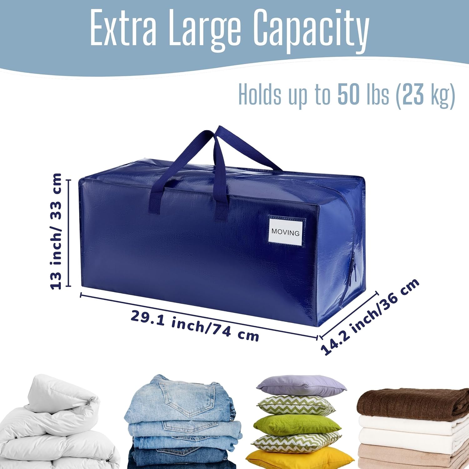 VENO Heavy Duty Moving Bags - Extra Large 2 Pack with Backpack Straps & Zippers | Ideal for College Dorm Essentials
