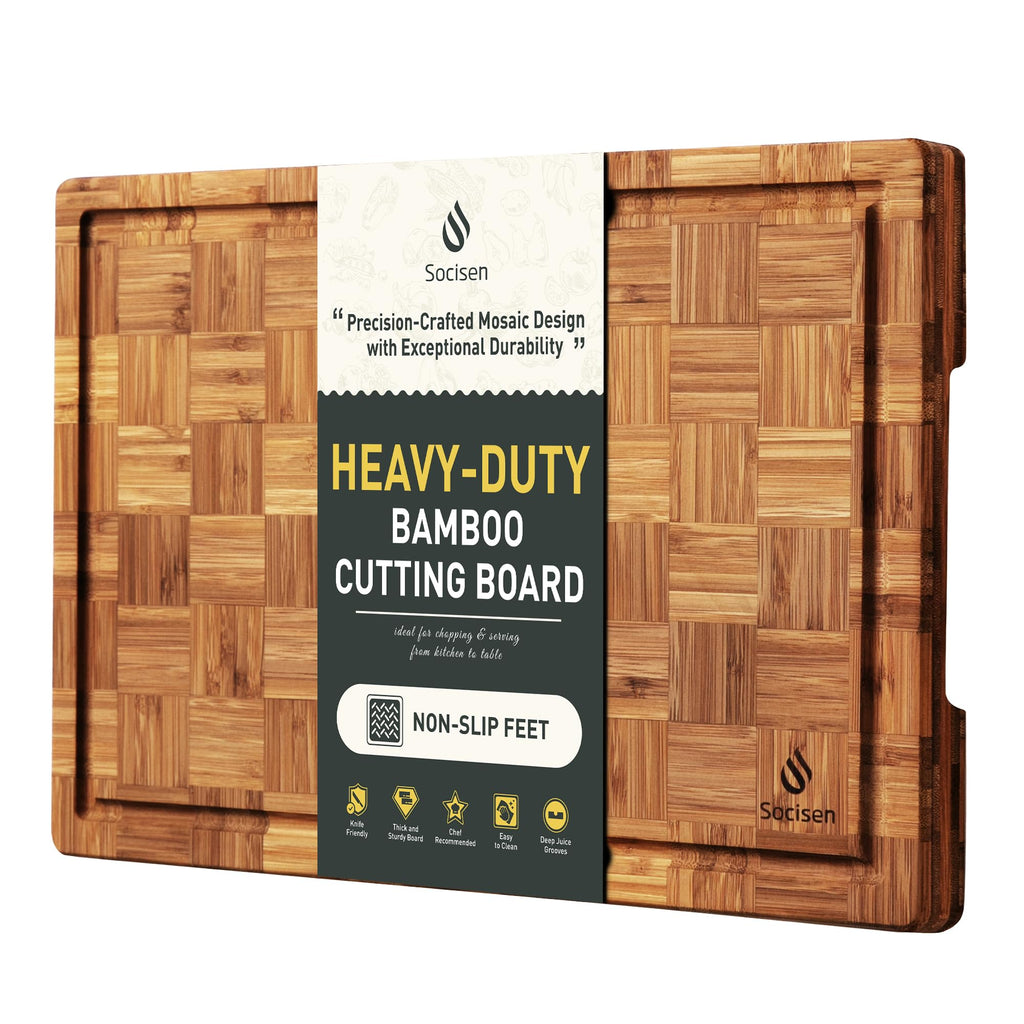 Bamboo Cutting Board Non Slip Heavy Duty Over Sink Wooden Wood Cutting Board for Kitchen Chopping Board Edge Grain Teak Smart Marble Flexible Round Stone Metal