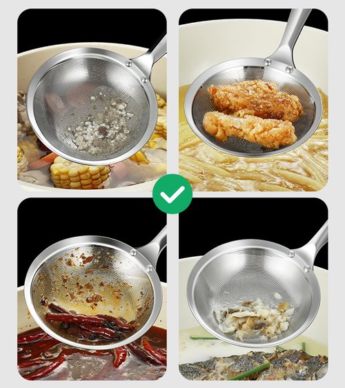 Ugotit Skimmer Spoon Stainless Steel, Fine Mesh Strainer for Cooking, Fat Skimmer & Hot Pot Skimmer, Dishwasher Safe Kitchen Gadget (DIA 3.5Inch)