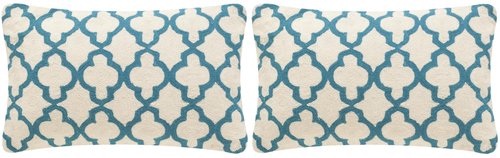 Safavieh Pillow Collection Throw Pillows, 20 by 20-Inch, Sandre Teal, Set of 2