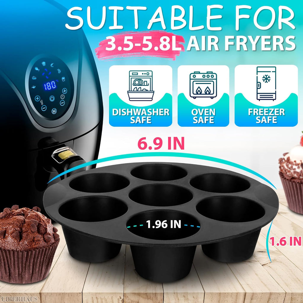 Skiennix Air Fryer Muffin Pan - 7-Cup Silicone Mold for Egg Bites | Heat Resistant & Nonstick