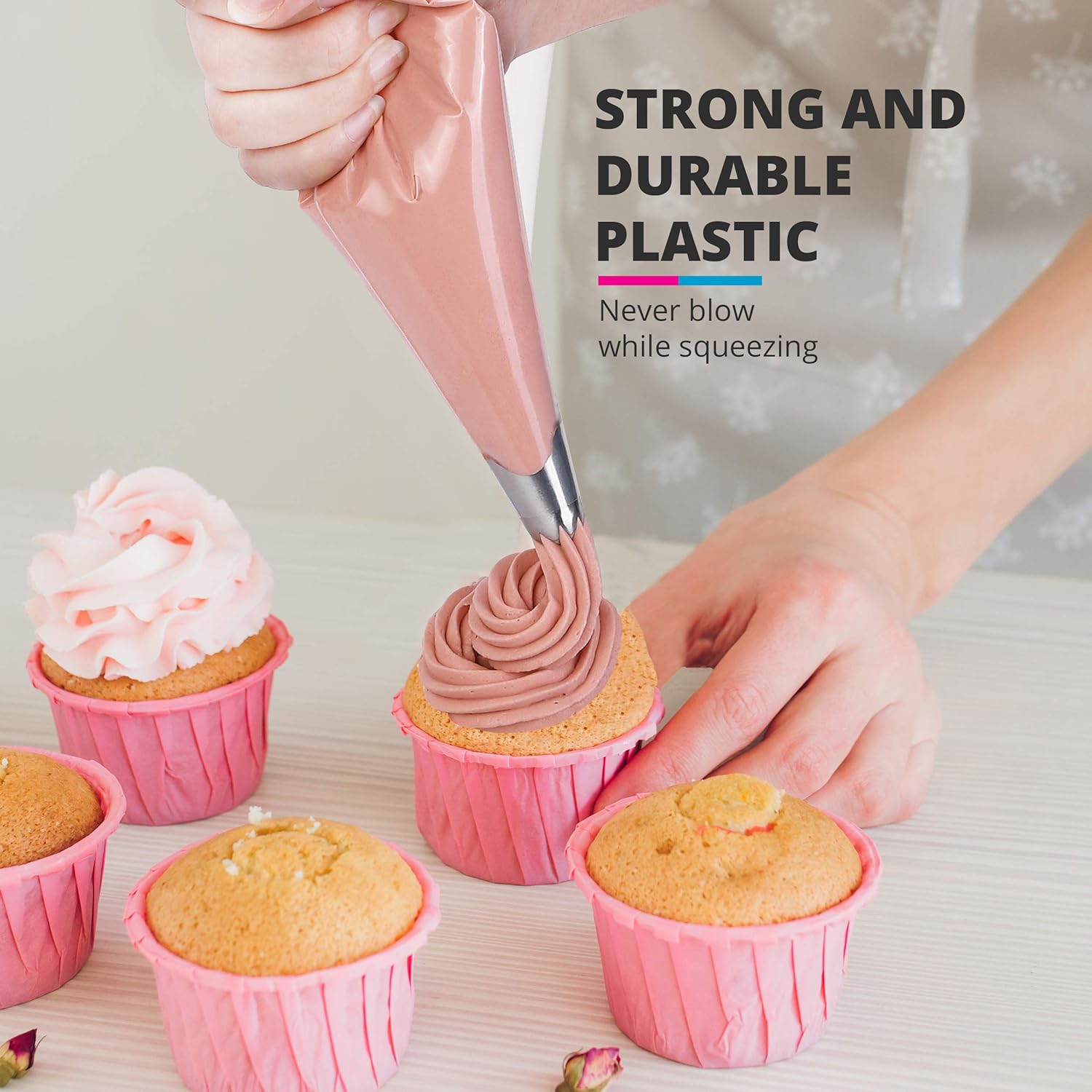 Riccle Disposable Piping Bags - 12 Inch Anti-Burst Pastry Bags for Icing & Frosting | Perfect for Cakes & Cookies
