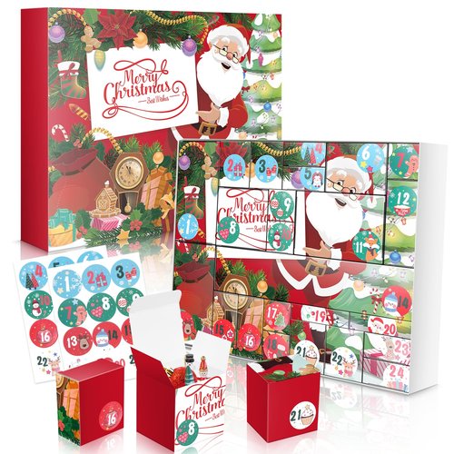 DIY Christmas Advent Calendar to Fill Empty Gift Box Set 2025-24 Days of Surprise Boxes for Kids, Family & Friends - Red