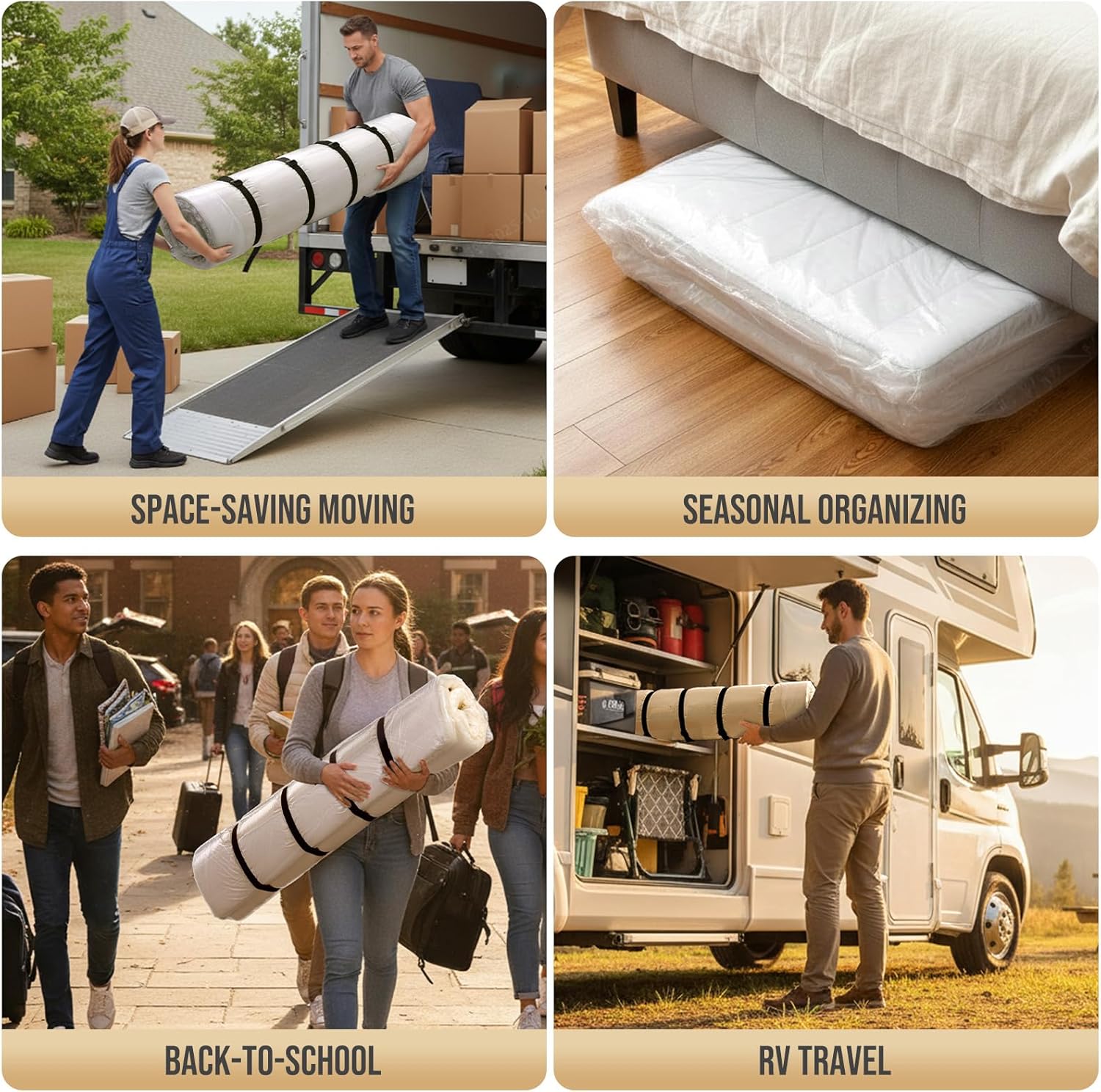 TAILI Mattress Vacuum Storage Bag - King/California King with 4 Straps for Easy Transport & Storage