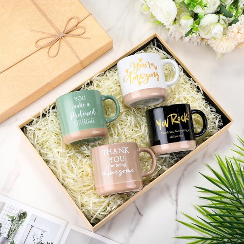 Didaey 10 Pcs Thank You Mugs Bulk Appreciation Gifts for Employee Coworkers Staff Teachers Motivational Ceramic Coffee Mugs Thank You Farewell Going Away Gifts for Coworkers(Classic)