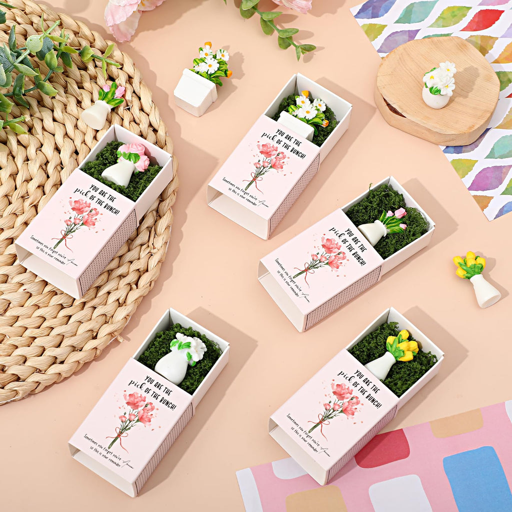 VioraWhite 36 Sets Thank You Gifts for Women Bulk Mini Tiny Flowers with Flowerpot Vase Box Motivational Office Desk Decor Employee Appreciation Gifts for Mothers Day Teacher Office Staff Team