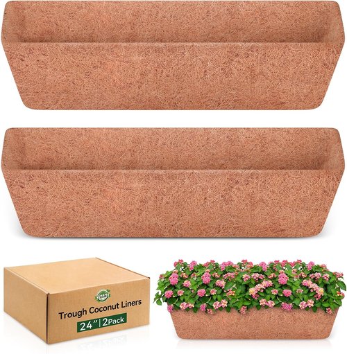 Halatool 24-Inch Coco Fiber Window Box Liners - Natural Coconut Coir Planter Replacement for Hanging Baskets & Pots