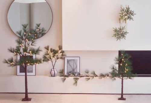 LITBLOOM Lighted Christmas Tree with Timer 4FT 36 Warm White LED Lights, Pine Tree with Lights for Home Xmas Holiday Decoration Indoor Outdoor