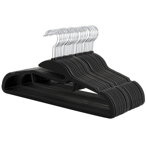 Elama Home 30 Piece Rubber Non Slip Hanger with U-Slide in Black, 30 Piece Set (ELH-30)