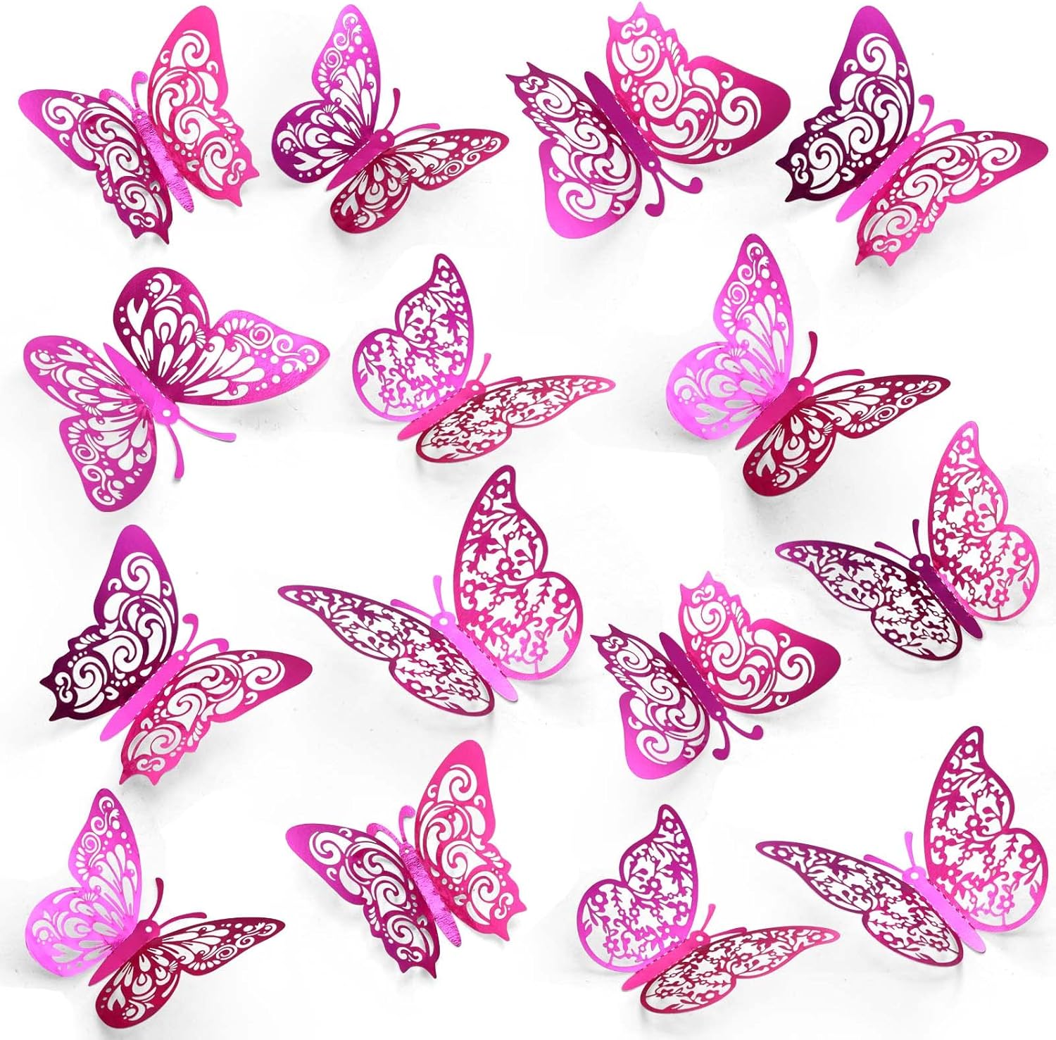 Skiennix Butterfly Decorations - 72 Pcs in 3 Sizes & Styles | Perfect for Party & Wall Decor (Purple)