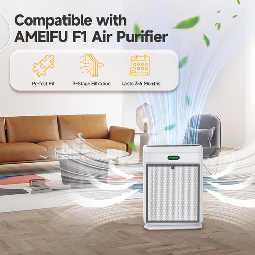 VALZONE 4 Pack F1 Replacement Filters | Compatible with AMEIFU F1 Purifier, Replace Part #‎F1F | Double-sided Filtration