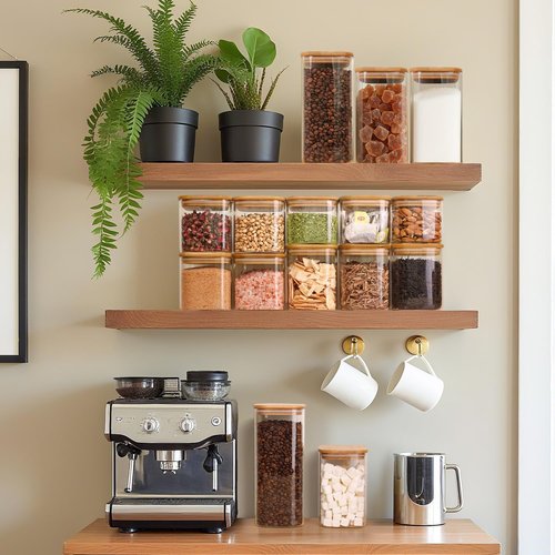 ComSaf Glass Storage Containers - 1.2 QT Square Jars with Lids for Pantry Organization - Set of 2
