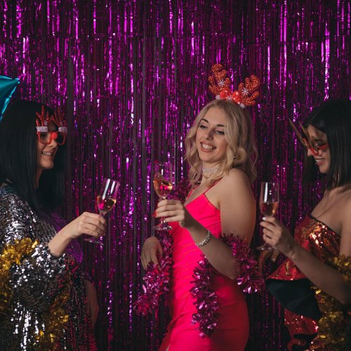 Hot Pink Party Decorations by [Brand Name] - 20 Pack Tinsel Curtain Streamers for Birthdays & Celebrations