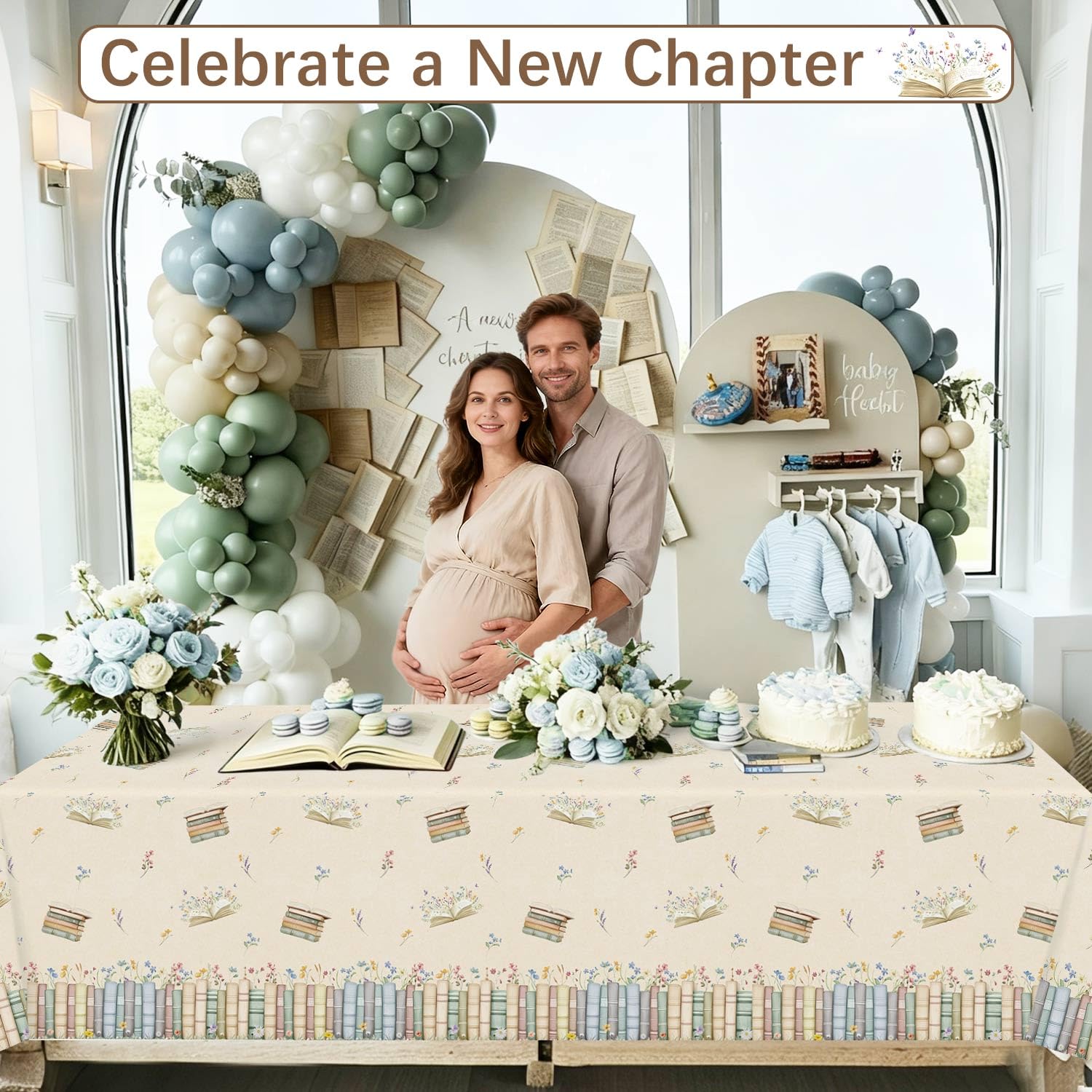 Caisehabu 3pcs Book Themed Party Decorations Tablecloths, Plastic Storybook Baby Shower Decorations Tablecloth for Book Club Party Decorations, 54in x 108in