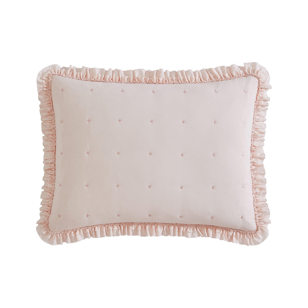 Laura Ashley – Twin Quilt Set, Ultra Soft Bedding with Matching Sham, Ruffled Pink Room Decor, College Dorm Room Essentials (Hailee Pink)