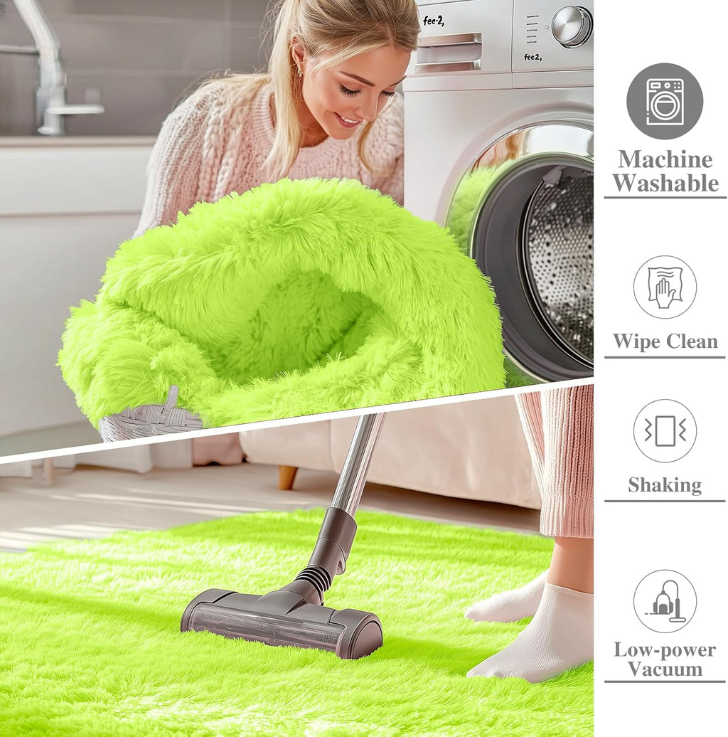 OLANLY Large Area Rug - Soft Fluffy Shaggy Carpet for Living Room & Bedroom | 9x12, Lime Green