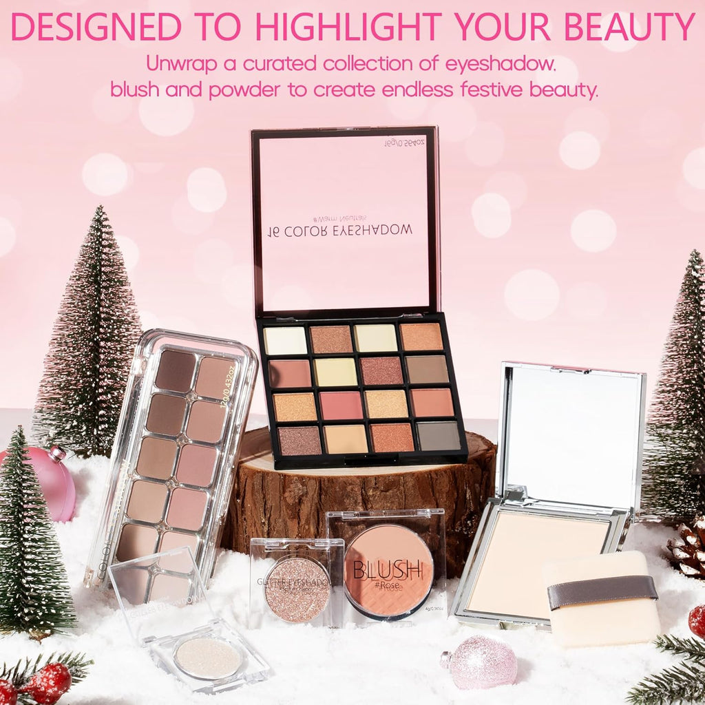 Qinline Makeup Advent Calendar 2025 | 24-Day Christmas Countdown for Women & Teens - Full Face Cosmetic Gift Set
